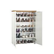 Madia scarpiera alta 2 ante colore Bianco laccato lucido e Castagno