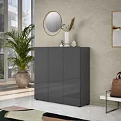 Elegante Scarpiera 3 ante finitura Antracite Lucido, Made in Italy