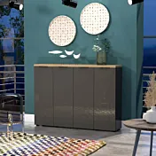 Scarpiera alta 4 ante Antracite lucido con piano Rovere miele