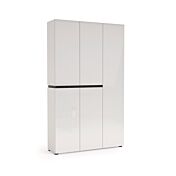 Scarpiera alta 5 ante, Bianco laccato lucido, pronta consegna