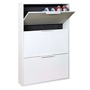 Scarpiere salvaspazio, colore bianco opaco, 3 ante, made in Italy