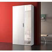 Promozione scarpiera 2 ante con specchio, altezza 190, Bianco lucido