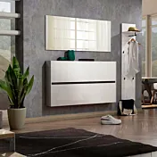 Scarpiera moderna sospesa, Bianco lucido con inserto antracite