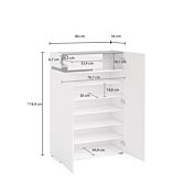 Scarpiera da ingresso, 2 ante 1 cassetto, Bianco lucido, pronta consegna