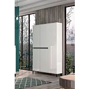 Scarpiera alta Bianco lucido e Ardesia a 5 ante e 20 ripiani