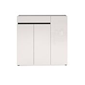 Scarpiera laccata bianco lucido con 3 ante e 1 cassetto