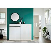 Promozione scarpiera 4 ante e 1 cassetto, Bianco laccato lucido