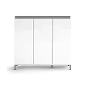 Scarpiera moderna a 3 ante, Bianca lucida e Ardesia