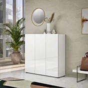 Capiente Scarpiera 3 ante finitura Bianca Lucido, Made in Italy