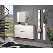 nuova Scarpiera 2 ribalte, Bianco lucido e Rovere chiaro