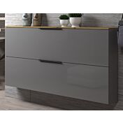 Promozione scarpiera orizzontale due ribalte, Grigio con top Rovere