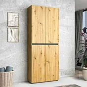 Scarpiera salvaspazio alta a 4 ante con 10 ripiani, finitura Rovere Artisan