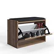 Panca-scarpiera Ankara rovere con cuscino nero