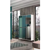 Scarpiera da ingresso con specchi 5 ante e 20 ripiani, Made in Italy