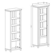 Vetrina colonna salvaspazio, finitura bianco frassinato e rovere