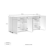 Madia 4 ante aperta, colore Bianco lucido 