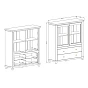 Elegante vetrina bassa, finitura bianco frassinato e rovere