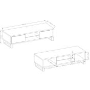 Porta TV grande L.180, finitura quercia composto da 2 ante ribalta 