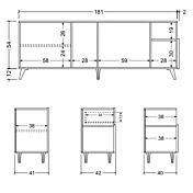scheda tecnica porta TV larghezza 180 cm 