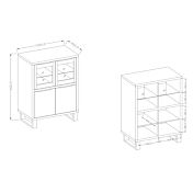 Vetrina bassa 4 ante e 6 ripiani, finitura quercia e metallo nero