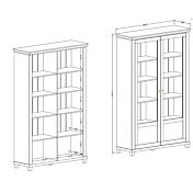 Elegante vetrina 2 ante finitura verde scuro e quercia 