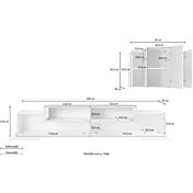 Mobile Porta TV moderno L.240 cm con pensile sospeso in finitura Bianco