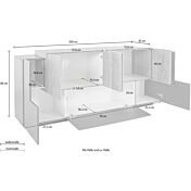 Spaziosa Credenza finitura Antracite e Oak, 6 ante e 1 ribalta