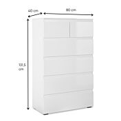 Spazioso settimino 6 cassetti, finitura Bianco Lucido