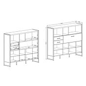 Libreria composta da 2 cassetti 1 ribalta, finitura legno invecchiato metallo nero