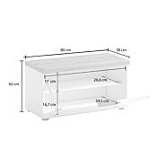 Cassapanca scarpiera finitura Bianco laccato lucido e Castagno, Made in Italy