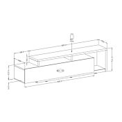 Porta TV  moderno L.219 con cassettone, colore rovere rustico