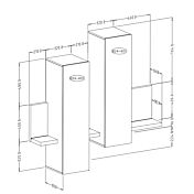 Modulo porta oggetti nero opaco, formato da una mensola e 2 pensili verticali