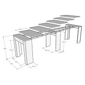 Consolle allungabile, Bianco spatolato, made in Italy