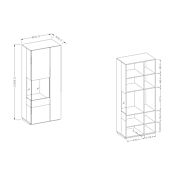 Vetrina moderna, colonna a 2 ante, altezza 207 cm