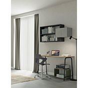 Scrivania moderna con gambe in metallo in finitura Grigio titanio e Noce brina