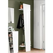 Appendiabiti bianco laccato con tubo appendiabiti e due mensole