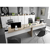 Mobile per ufficio, Madia 2 ante, 3 ripiani biancio artik e rovere canadian