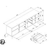 Madia in stile nordico in finitura Bianco e Quercia, 3 ante e 3 cassetti