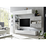 ACQUISTA ANCHE TU Parete attrezzata, Bianco Laccato Lucido e Beton