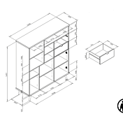 Madia Rosvik con 4 ante e 2 cassetti in finitura Grigio Seta, Grigio Perla e Antracite