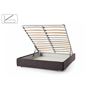 Letto matrimoniale Metiz con contenitore, finitura Visone e Larice Bianco