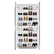 Scarpiera a 4 ante con disegni geometrici in finitura Beton