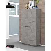 Scarpiera a 4 ante con disegni geometrici in finitura Beton