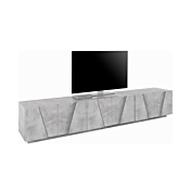 Porta tv 6 ante con disegni geometrici in finitura Beton