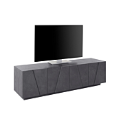 Mobile porta Tv a 4 ante con disegni geometrici in finitura Ardesia