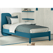 Letto singolo con testata bicolore in finitura Cadaques e Rovere gesso