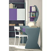 Scrivania moderna con 1 cassetto in finitura Bianco Opaco e Grigio dorian