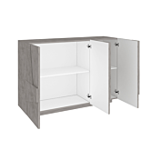 Madia moderna con 3 ante dal disegno geometrico in finitura Beton