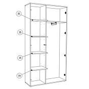 Armadio 2 ante con specchio, finitura bianco laccato lucido
