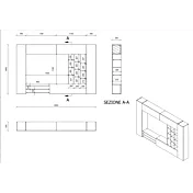 Misure Parete attrezzata con ripiani in vetro
